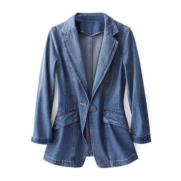 Blazer jeans contemporâneo