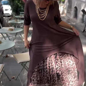 Vestido Irregular Manga Longa Cor Sólida