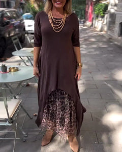 Vestido Irregular Manga Longa Cor Sólida